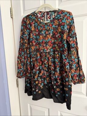 Zara Trafaluc multi color flower top or tunic size large
